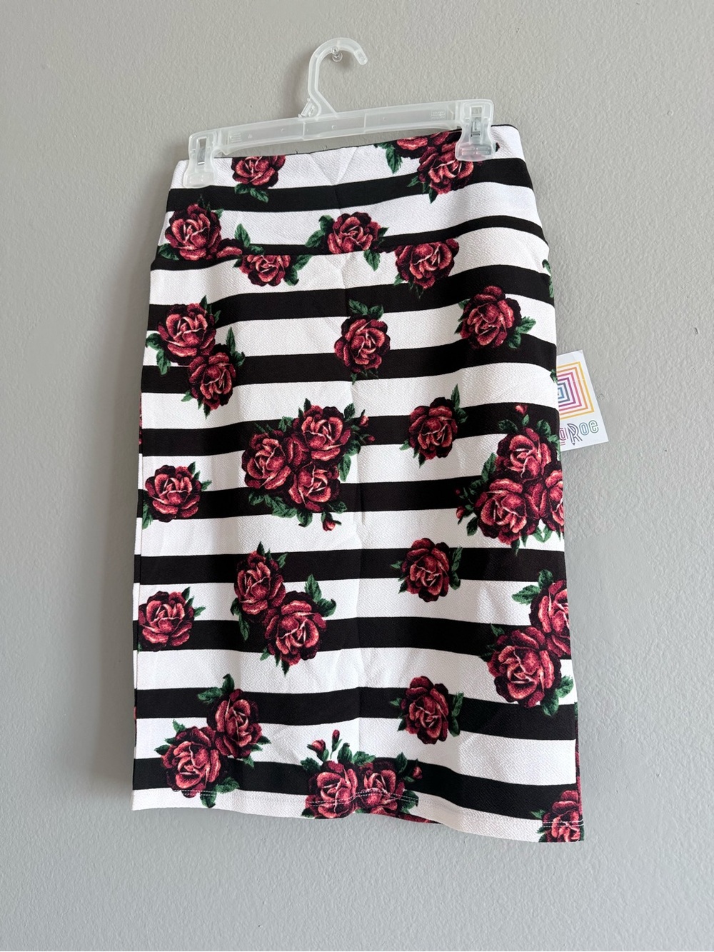 Black & White Striped Pencil Skirt with Rose’s